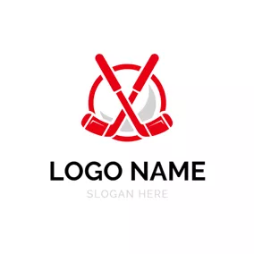 Hockey Logo Red Circle and Cross Hockey logo design