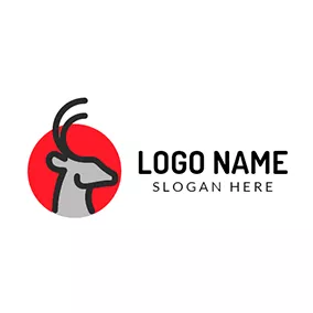 鹿Logo Red Circle and Deer Head Icon logo design