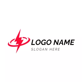 Industrial Logo Red Circle and Lightning logo design