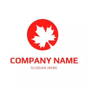 Maple Leaf Logo Red Circle and Maple Leaf logo design