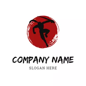 Samurai Logo Red Circle and Samurai logo design