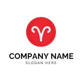 Aries Logo Red Circle and White Aries Sign logo design