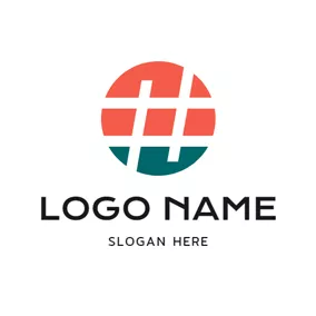 Abstract Logo Red Circle and White Hashtag logo design