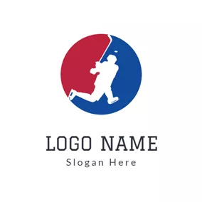 Club Logo Red Circle and White Hockey Player logo design