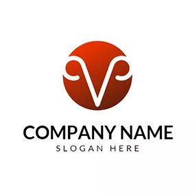 公羊Logo Red Circle and White Ram Cavel logo design