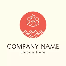 Sushi Logo Red Circle and White Sushi logo design