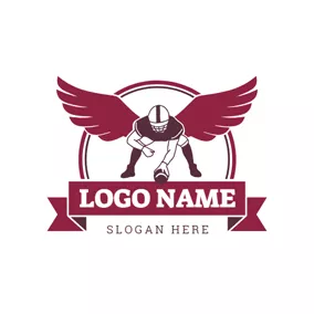 Football Logo Red Circle and Winged Football Player logo design