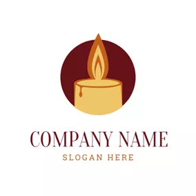Logótipo De Vela Red Circle and Yellow Candle logo design