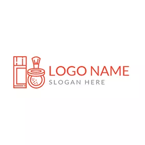 Fashion & Beauty Logo Red Compact Powder Brush logo design