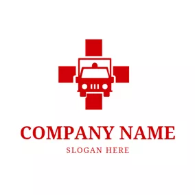Healthcare Logo Red Cross and Ambulance logo design