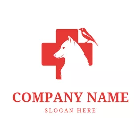 Emblem Logo Red Cross and Dog Head logo design