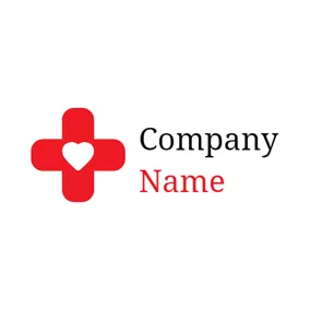 诊所 Logo Red Cross and White Heart logo design