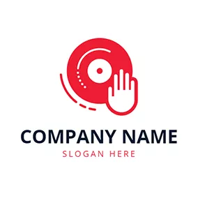 Music Logo Red Disc and White Hand logo design