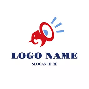 象のロゴ Red Elephant and Loudspeaker logo design