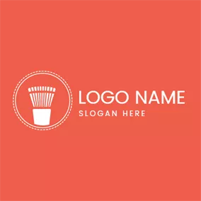 彩妆师Logo Red Encircled Cosmetic Brush logo design