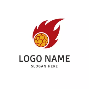 Handball Logo Red Fire and Handball logo design