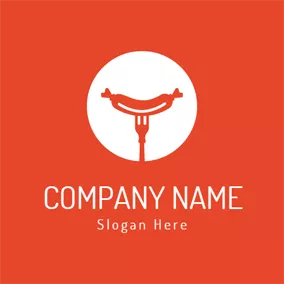 Fork Logo Red Fork and Sausage logo design