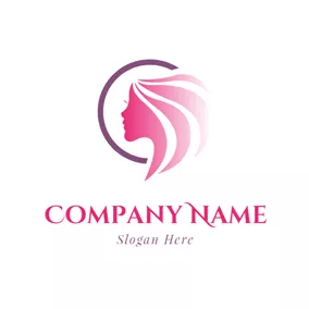 Salon Logo Red Hair and Female Head logo design