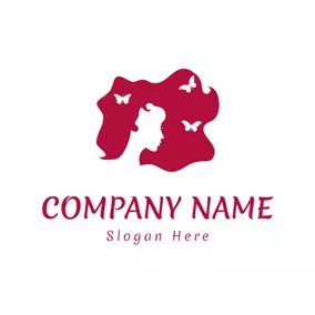 Fashion & Beauty Logo Red Hair and Small Butterfly logo design