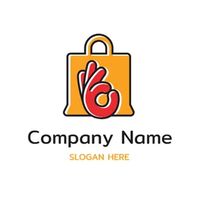 Fashion & Beauty Logo Red Hand and Yellow Bag logo design