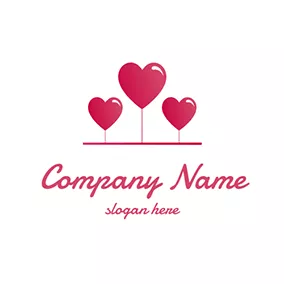 Balloon Logo Red Heart and Beautiful Balloon logo design