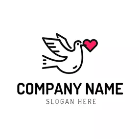 Dove Logo Red Heart and Black Flying Dove logo design