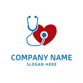 Doctor Logo Red Heart and Blue Echometer logo design