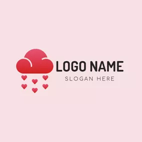 Rain Logo Red Heart and Cloud logo design