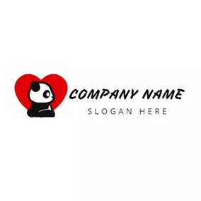 Children & Childcare Logo Red Heart and Likable Panda logo design