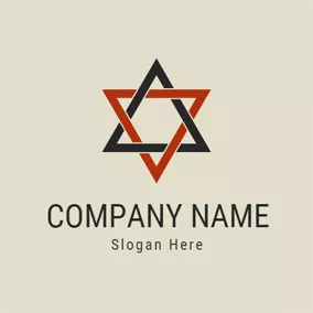 Abstract Logo Red Hexagram and Triangle logo design