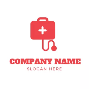 Doctor Logo Red Medicine Cabinet and Echometer logo design