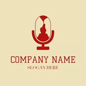 Karaoke Logo Red Microphone Icon logo design