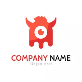 モンスターロゴ Red Monster Head Icon logo design