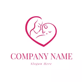 Children & Childcare Logo Red Mother and Baby logo design
