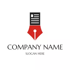 Newspaper Logo Red Nib and Black Newspaper logo design