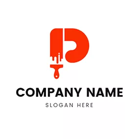 Logótipo Pintura Red Paint Brush Letter P logo design