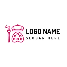 Club Logo Red Paintbrush and Palette logo design