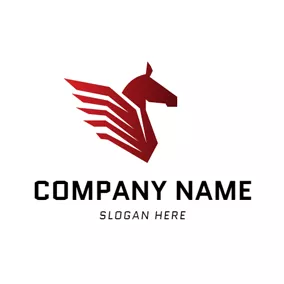Pegasus Logo Red Pegasus Head and Wing logo design