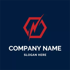 Pentagon Logo Red Pentagon and Lightning logo design