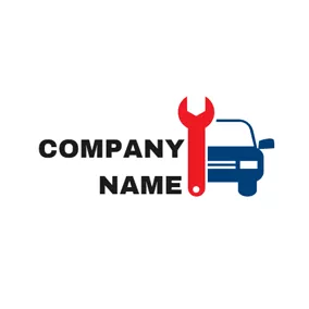Car & Auto Logo Red Repair Spanner and Blue Car logo design