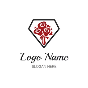 Rose Logo Red Rose and Diamond logo design