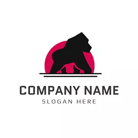 猩猩 Logo Red Semicircle and Abstract Gorilla logo design