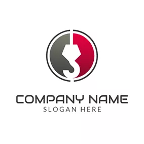 Construction Logo Red Semicircle and White Crane Hook logo design
