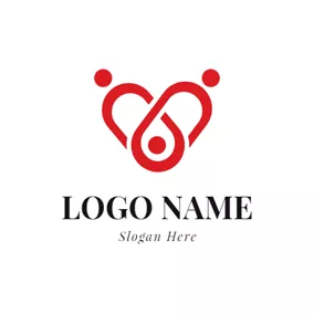家族のロゴ Red Shape and Abstract Family logo design
