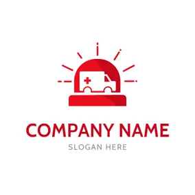 Red Logo Red Siren and White Ambulance logo design
