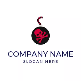 Bomb Logo Red Skull and Bomb logo design