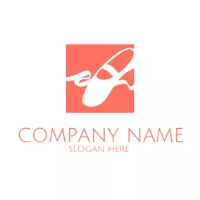 Ballet Logo Red Square and White Ballet Shoe logo design