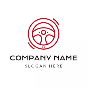 Transportation Logo Red Steering Wheel logo design