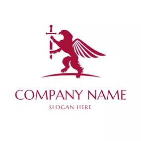 Griffin Logo Red Sword and Griffin logo design