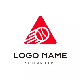 Baseball Logo Red Triangle and Outlined Baseball logo design